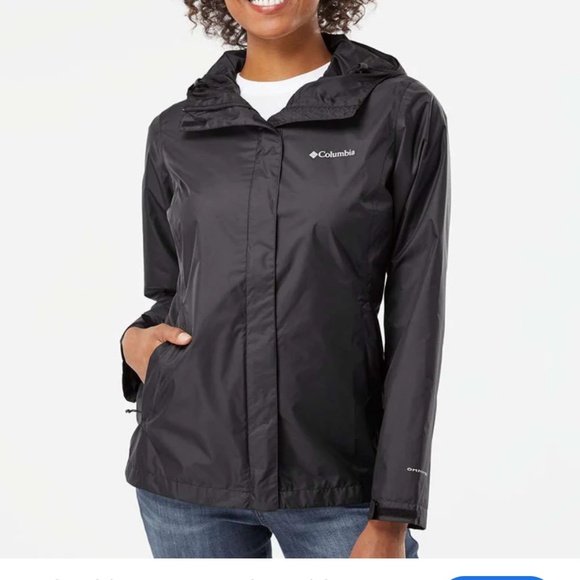Columbia Omni-Tech Waterproof Black Hooded Jacket Women’s L - Picture 1 of 5